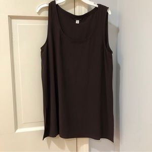 Eileen Fisher brown silk sleeveless size small shirt